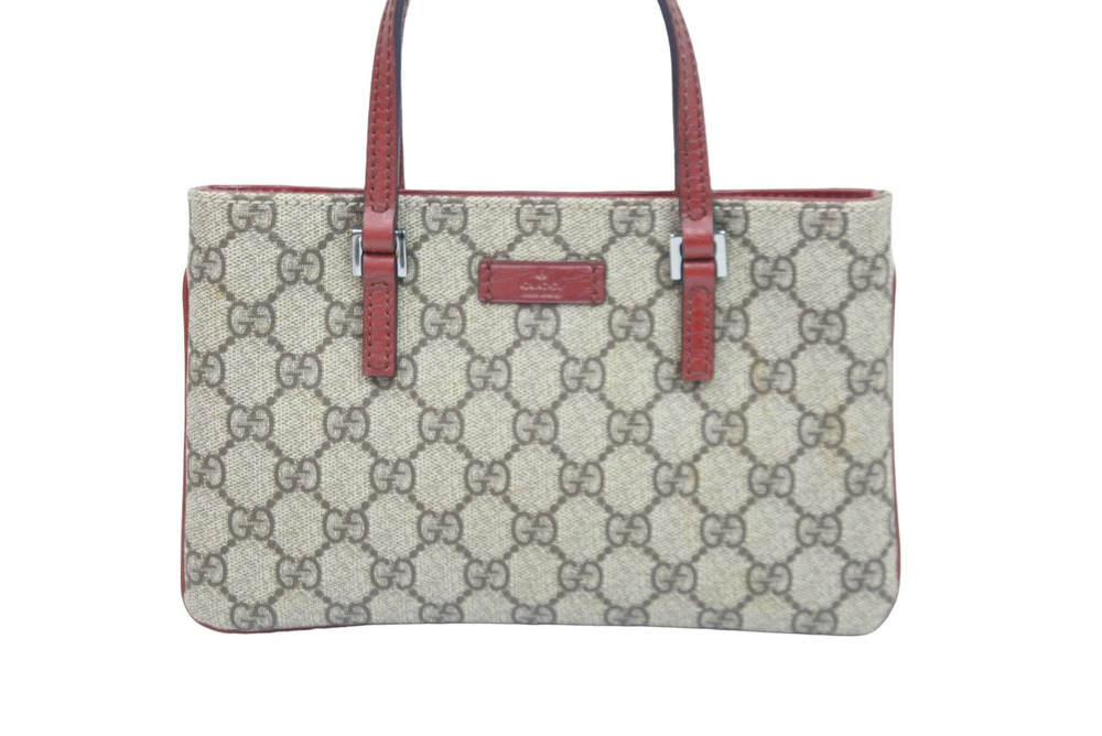 Gucci Handbag Bag GG Supreme Beige Red - Picture 2 of 7